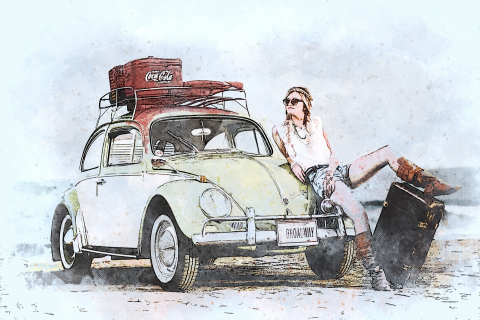 car-g677ed9fff_1920y_BrigitteWerner_by_pixabay VW-Käfer mit Frau bereit zur Urlaubsreise