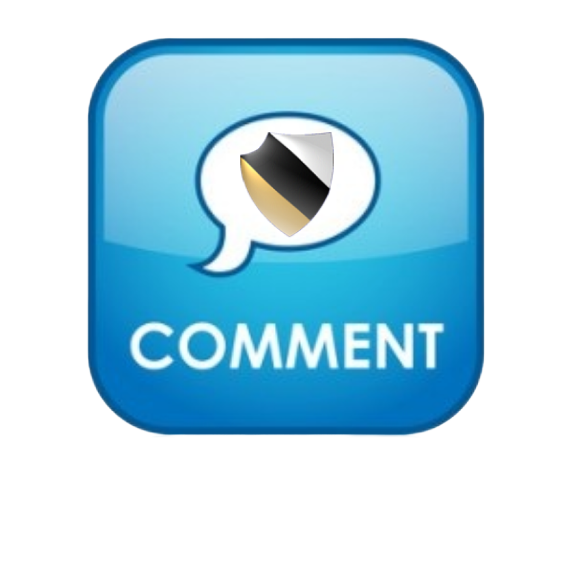 Comment-Logo Gral Wien Comment-Logo, quadratisch blau, dunkelblauer Rahmen, mittig weiße Sprechblase mit Grals Wappen im Zentrum